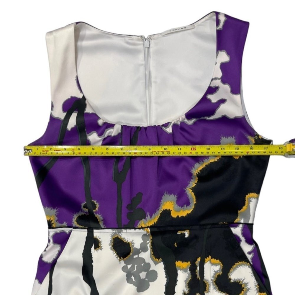 T TAHARI‎ "Jocelin" Luxurious Matte Satin Sheath Dress Bust 34" White Purple - Picture 11 of 15